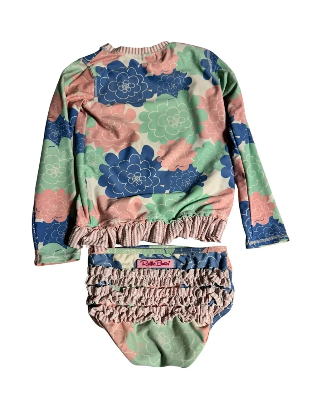 Ruffle Butts Girls Rash Guard Size 6 Floral Long Sleeve Beach Vacation